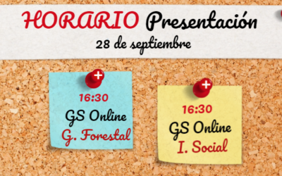 Horario de presentación Grado Superior Modalidad ONLINE
